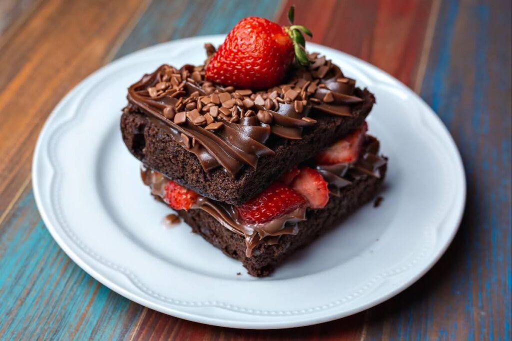 Brownie de chocolate com morango
