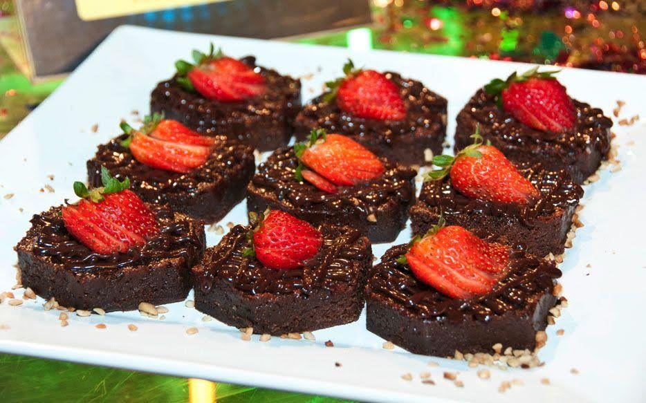 Brownie de chocolate com morango