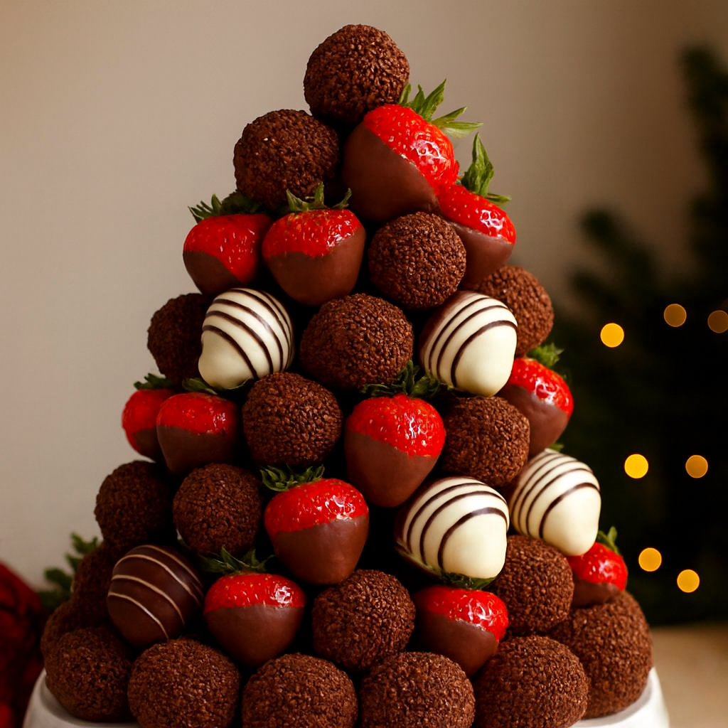 Árvore torre de Morango e Brigadeiro