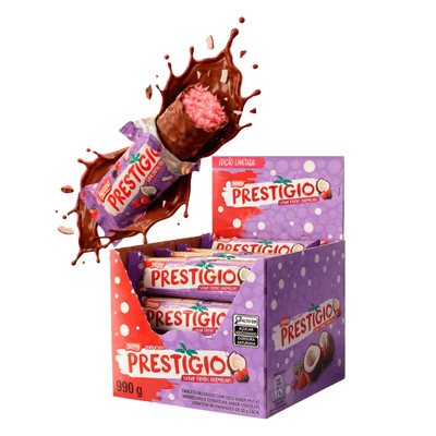 A Nestlé traz uma novidade irresistível para os apaixonados por chocolate: O Prestígio Frutas Vermelhas! Uma fusão deliciosa do clássico recheio de coco com o sabor marcante de frutas vermelhas e cobertura de chocolate, criando uma combinação única e surpreendente. A embalagem já destaca o contraste entre o tradicional recheio de coco e a nova camada frutada. É um convite imediato para quem gosta de experimentar variações de produtos icônicos.