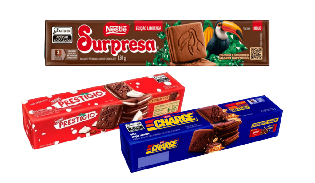 Biscoitos Nestlé Surpresa Charge e Prestígio
